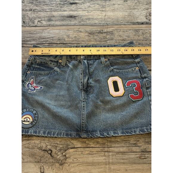 Wild Fable Women's Mini Skirt Denim Patches Y2k Butterfly Womens Size 6 - Picture 5 of 7